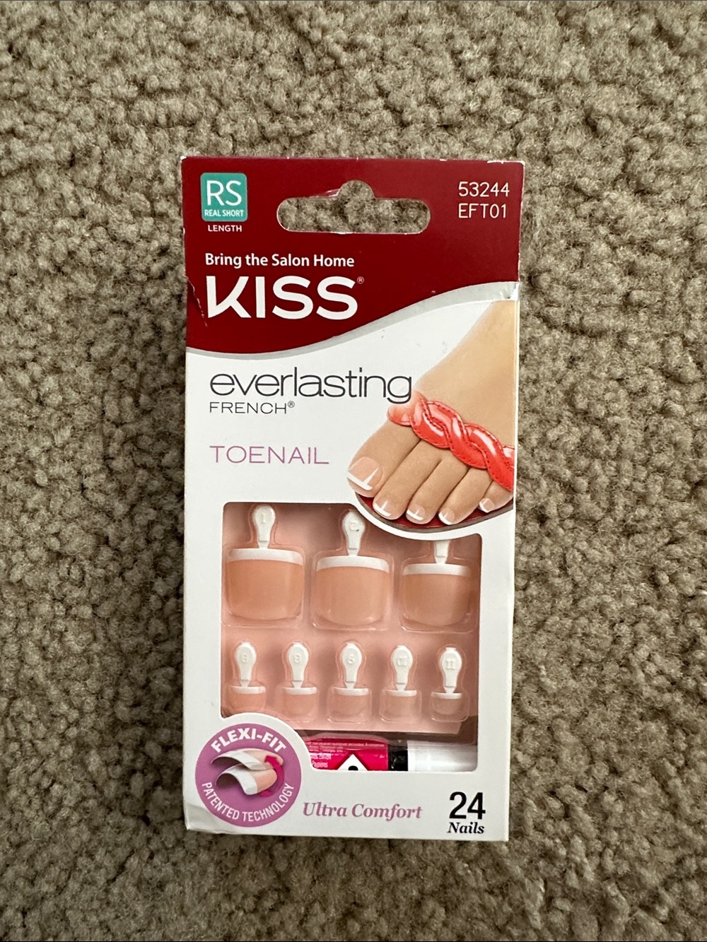 KISS Everlasting French Toenail Tips - Pink (24 Nails) press on nails